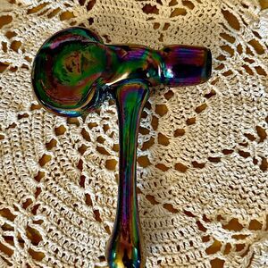 Vintage Gibson Glass Amethyst Carnival Glass Axe -signed